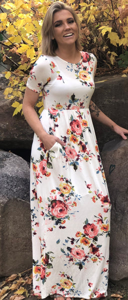 Floral Maxi Dress Short Sleeve