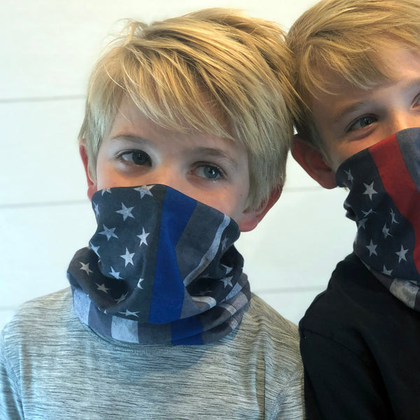Thin Blue Line US Flag Face Mask, Neck Gaiter