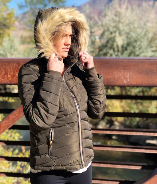 Parka Jacket with Faux Fur Hood
