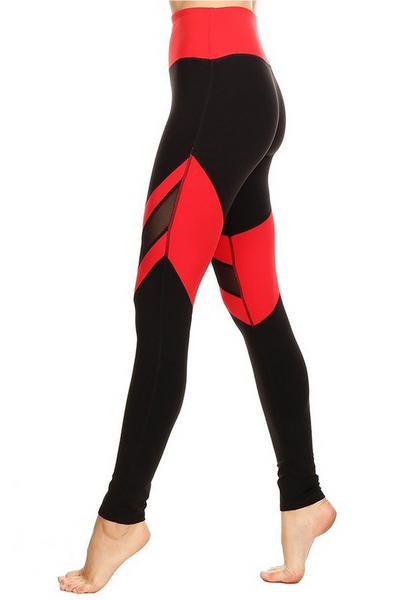 LA Society Black/Red Mesh Legging