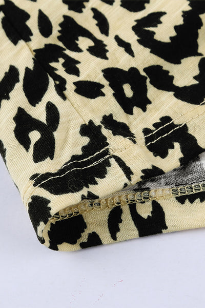 Leopard Print Ruffled Cap Sleeve T-shirt