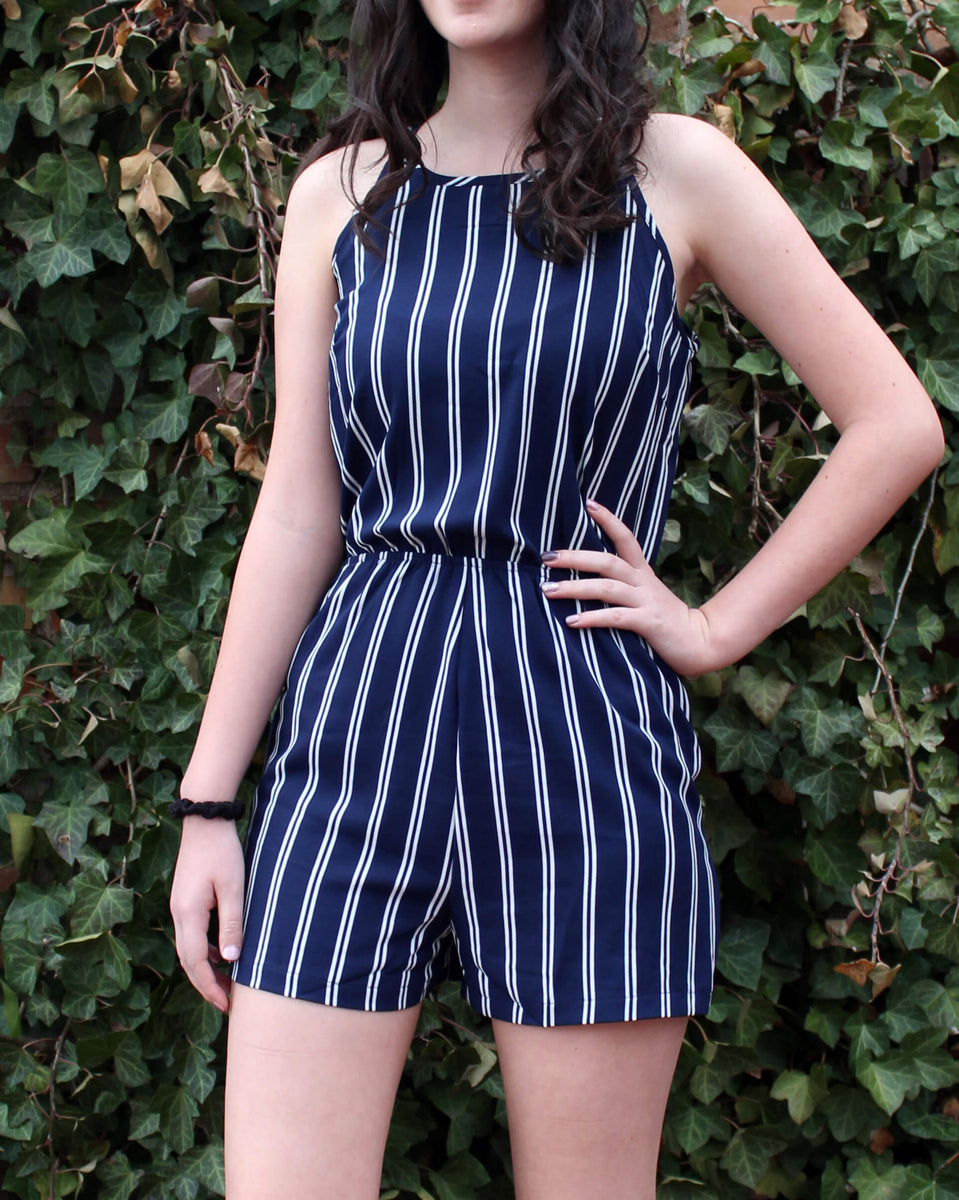 Black & White Striped Romper