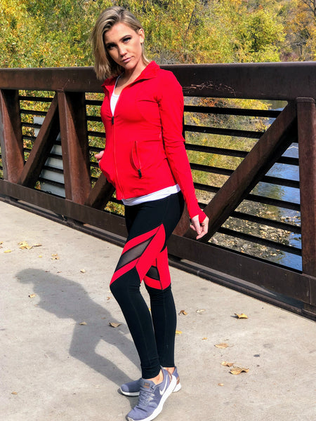 LA Society Black/Red Mesh Legging