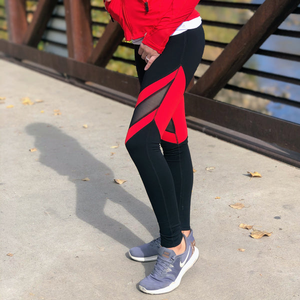 LA Society Black/Red Mesh Legging