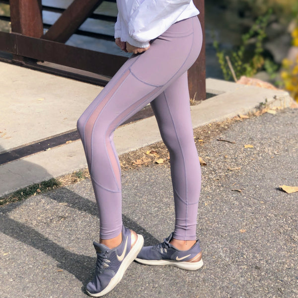 High Waist Yoga Pants - Light Purple