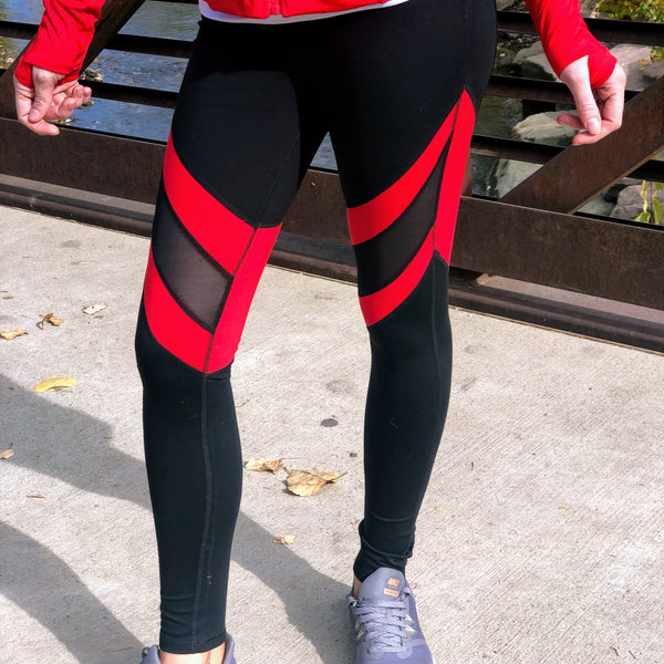 LA Society Black/Red Mesh Legging