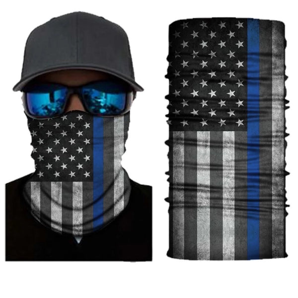 Thin Blue Line US Flag Face Mask, Neck Gaiter