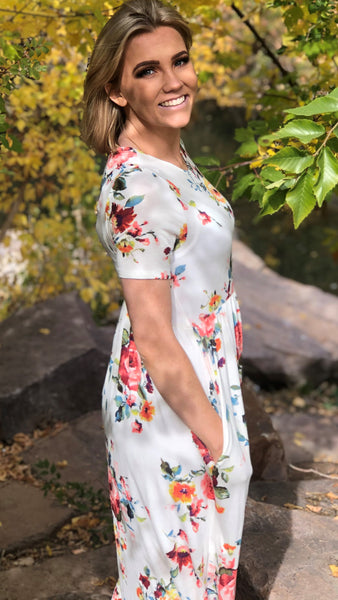 Floral Maxi Dress Short Sleeve