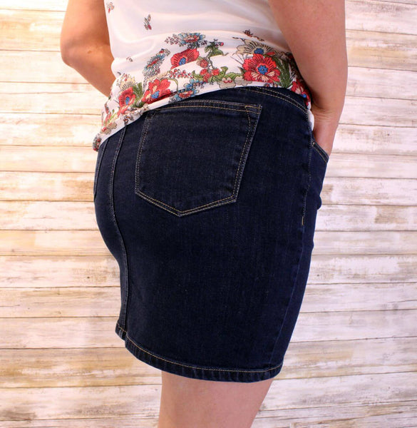Denim 5 Pocket Button-Up Mini Skirt by April Jeans