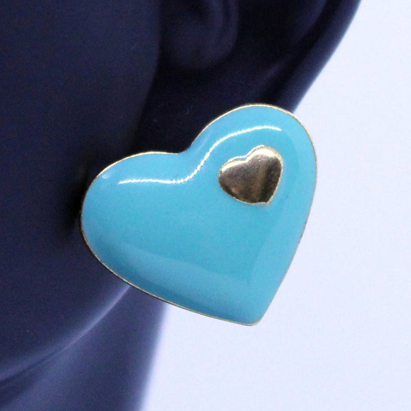 Turquoise & Gold Heart Earrings