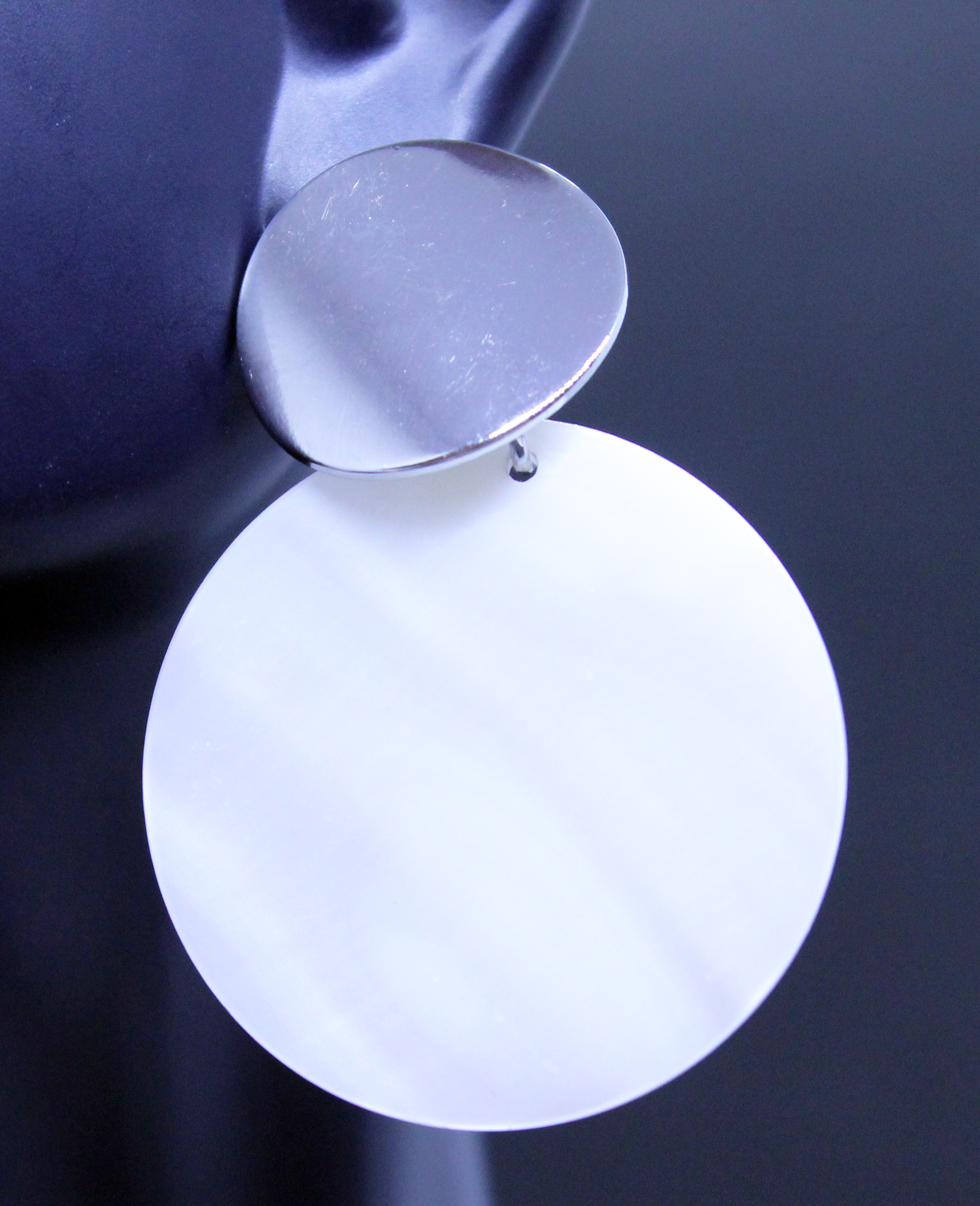 Silver White Circle Earrings