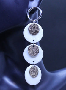 USJH White and Silver Sparkle Earrings