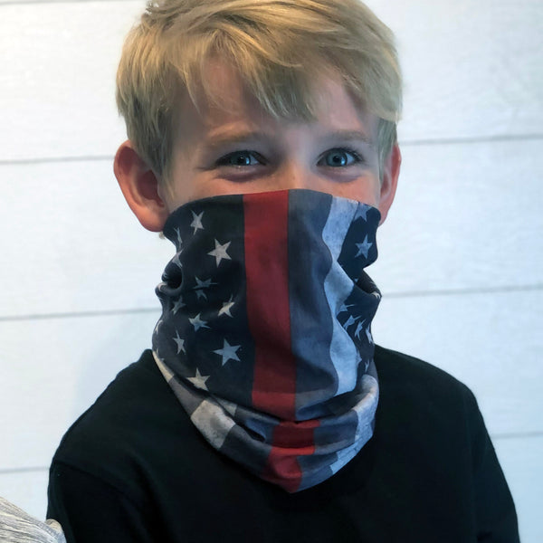 Thin Red Line US Flag Face Mask, Neck Gaiter
