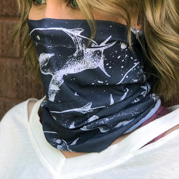 Shark Print Face Mask, Neck Gaiter