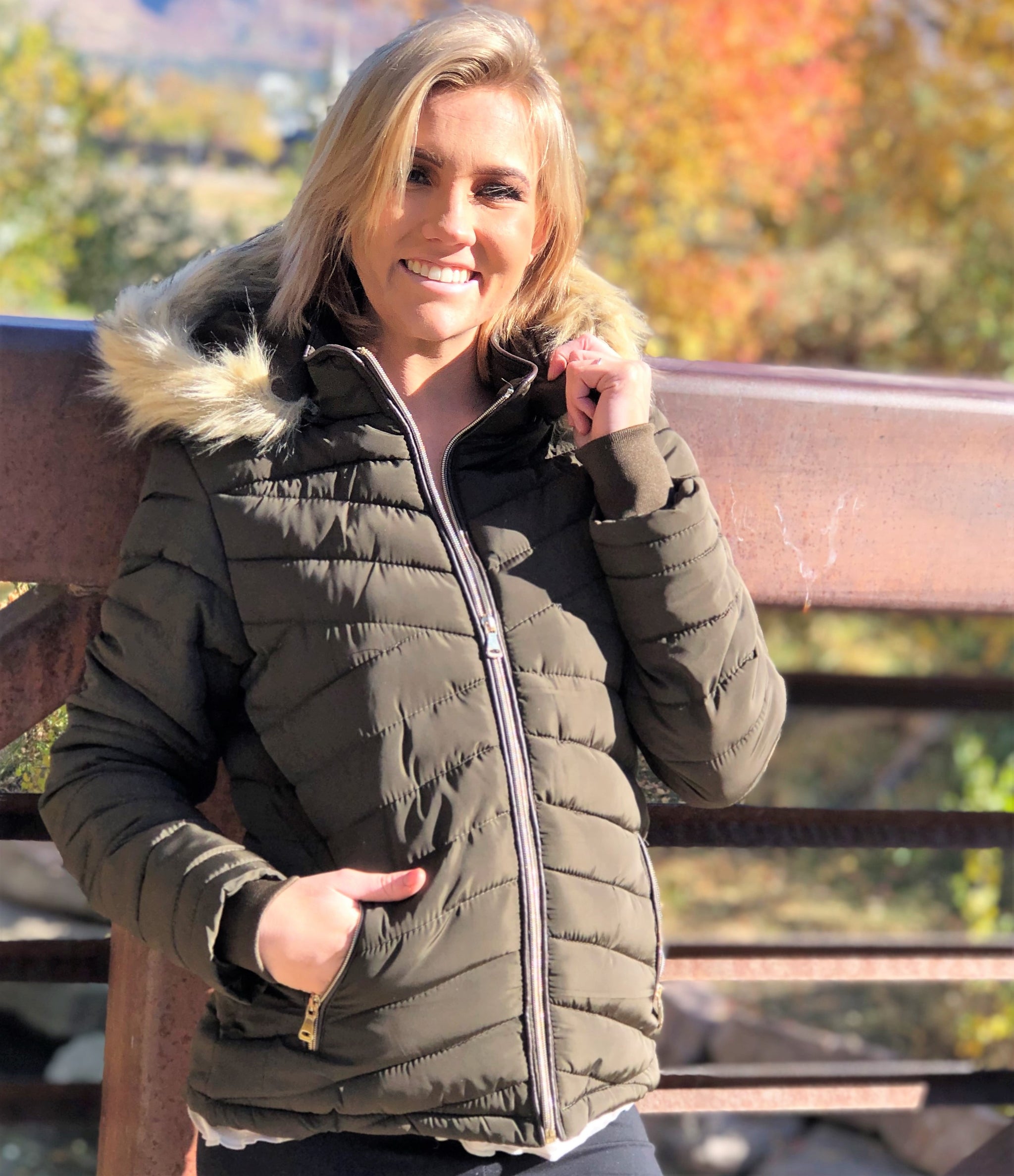 Her Lip ToのFaux Fur Hoodie Duffle Coat Faux Fur Hoodie Jacket - Kate Hewko