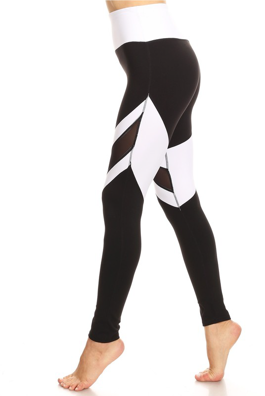 La Society Black White Mesh Legging MD Black White