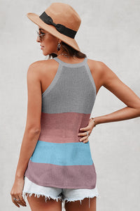Multicolor Color Block Striped Knit Tank Top