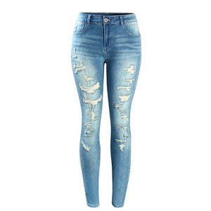 Youaxon Mid-High Waist Ripped Skinny Jeans
