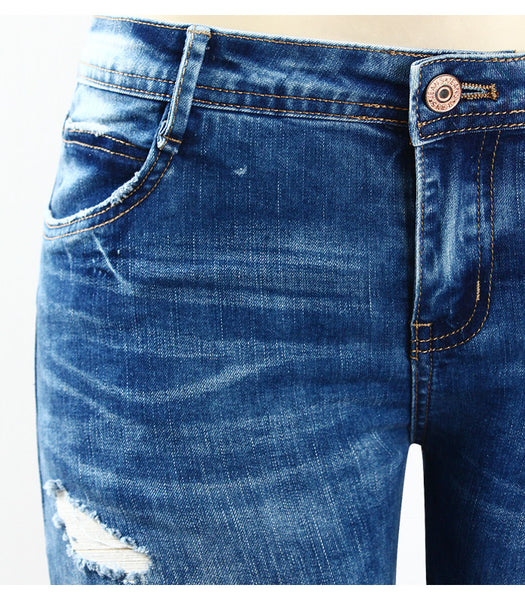 Youaxon Low-Rise Skinny Distressed Jeans