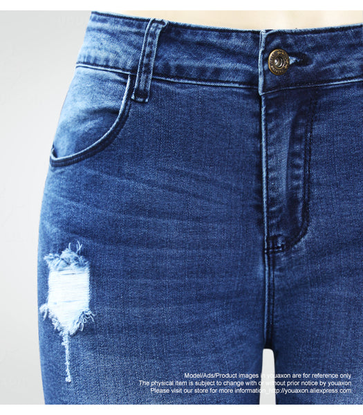 Youaxon Skinny & Stretchy Mid-Waist Distressed Jeans